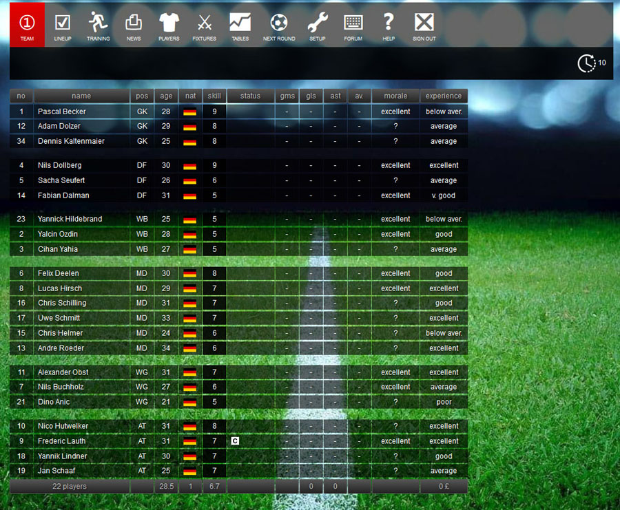 Team list - National team manager Santa Monica FC Online