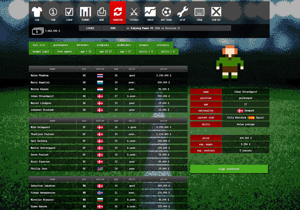 Transfer negotiations - Retro football manager Santa Monica FC Online
